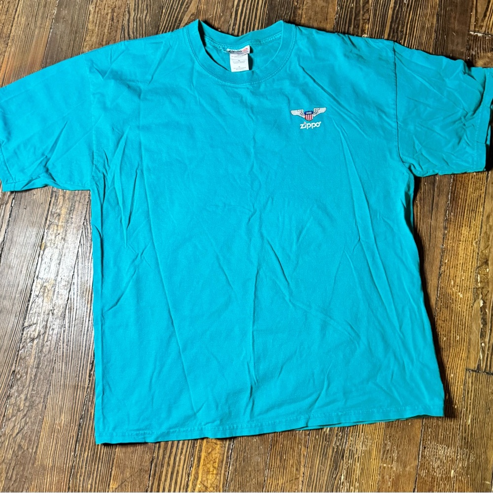 Vintage Teal Zippo Brand T-Shirt Zippo Merch Classic